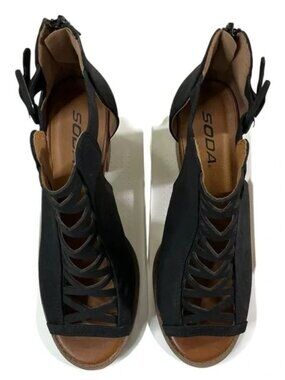 Soda Women Open Toe Straps Back Zipper High Heel Sandal W/Adjust Ankle Strap 8